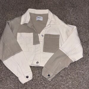 Rue21 Two-Tone Jean Jacket - Cream and Tan